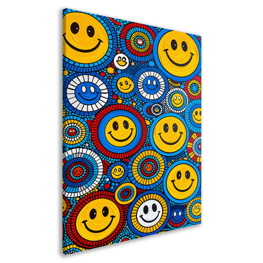 Kleurrijk Smileys in Abstract Cirkels canvas