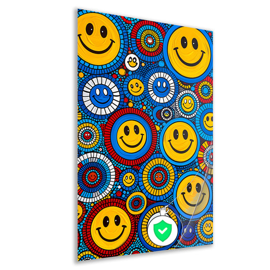 Kleurrijk Smileys in Abstract Cirkels poster