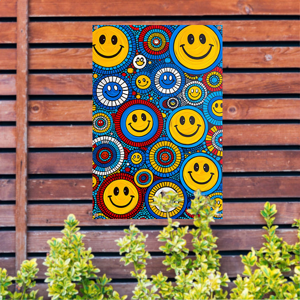 Kleurrijk Smileys in Abstract Cirkels tuinposter
