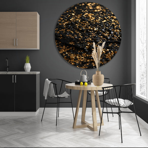 Zwart met Goudsprankels Luxe Textuur forex muurcirkel
