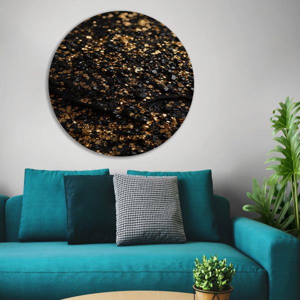 Zwart met Goudsprankels Luxe Textuur aluminium muurcirkel