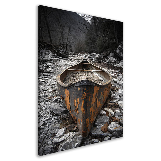 Verlaten Kano in Stenen Landschap canvas