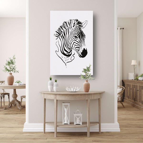 Abstracte zwart-witte zebra lijntekening poster