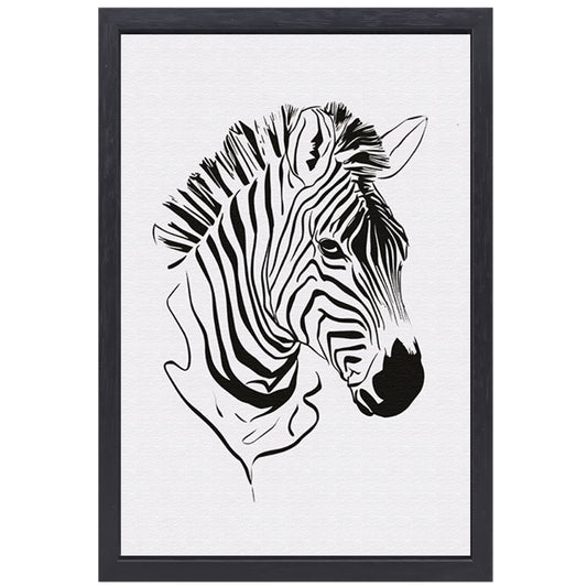 Abstracte zwart-witte zebra lijntekening canvas met baklijst