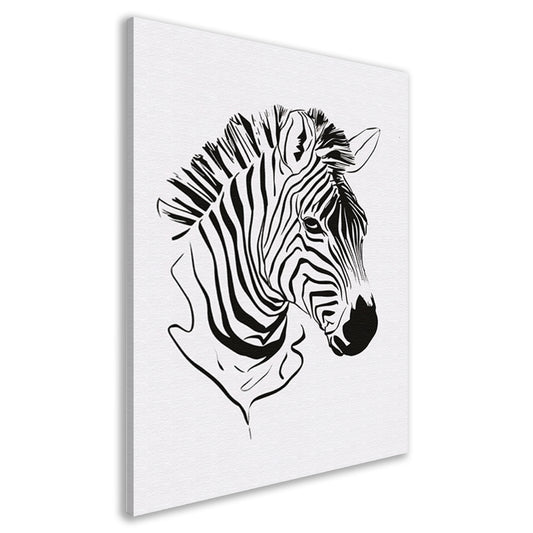 Abstracte zwart-witte zebra lijntekening canvas