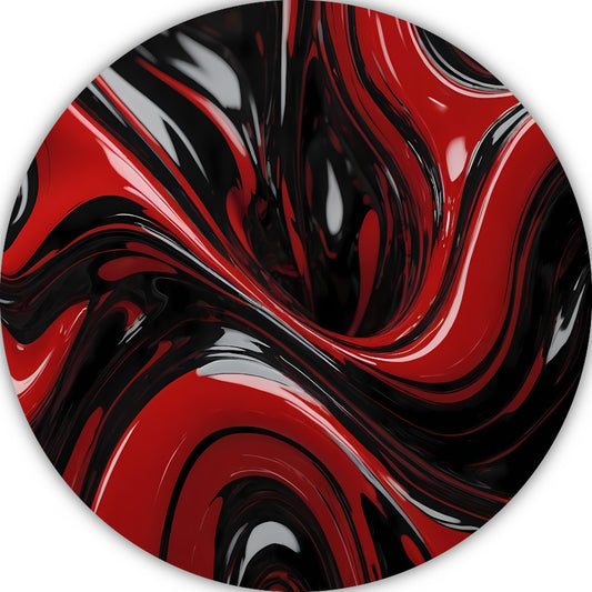 Dynamisch Rood en Zwart Abstract Design aluminium muurcirkel