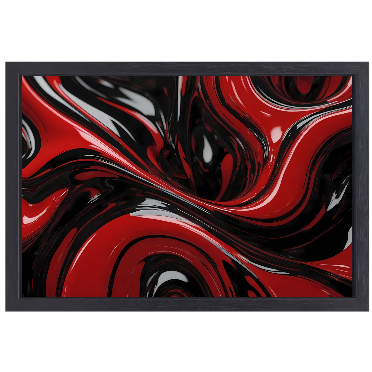 Dynamisch Rood en Zwart Abstract Design canvas met baklijst