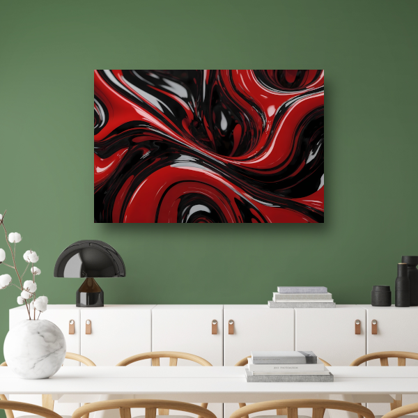 Dynamisch Rood en Zwart Abstract Design canvas