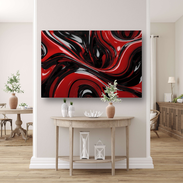 Dynamisch Rood en Zwart Abstract Design canvas