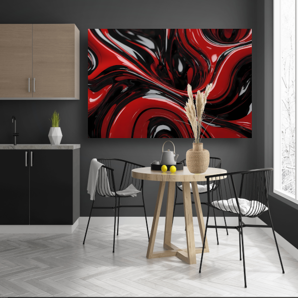 Dynamisch Rood en Zwart Abstract Design canvas