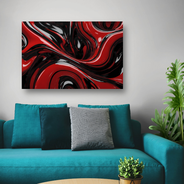 Dynamisch Rood en Zwart Abstract Design canvas