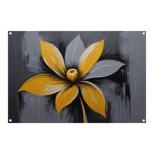 Abstracte Gouden Bloesem op Grijs tuinposter