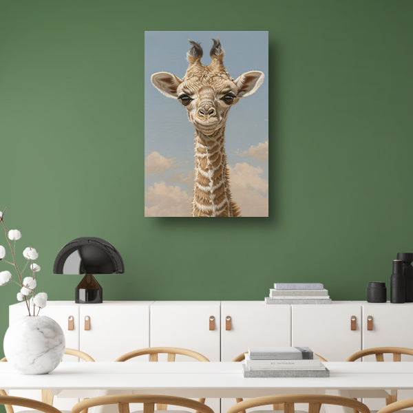 Schattig portret van een jonge giraffe canvas