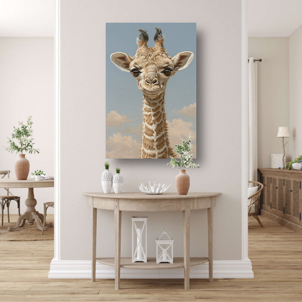 Schattig portret van een jonge giraffe canvas