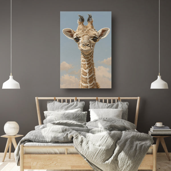 Schattig portret van een jonge giraffe canvas