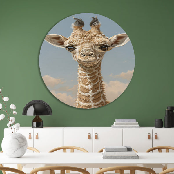 Schattig portret van een jonge giraffe forex muurcirkel