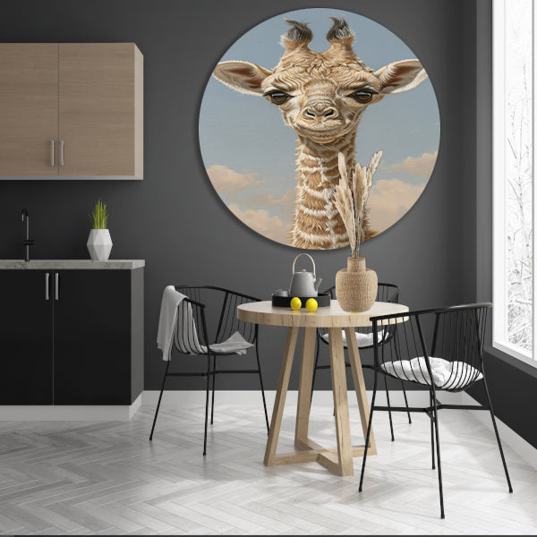 Schattig portret van een jonge giraffe forex muurcirkel