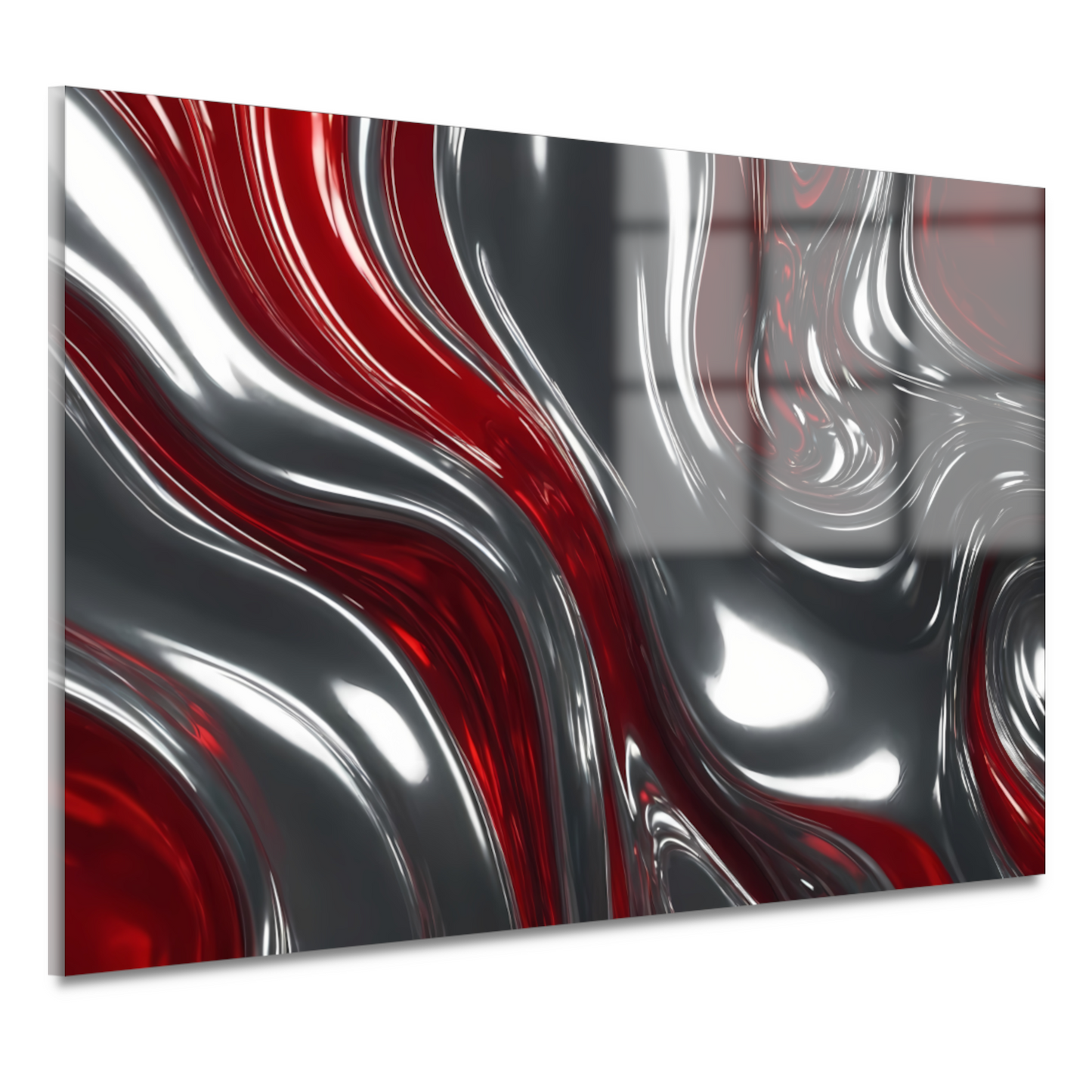 Abstracte Dans van Zilver en Rood acrylglas
