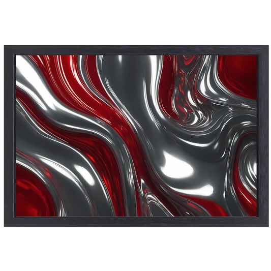 Abstracte Dans van Zilver en Rood canvas met baklijst