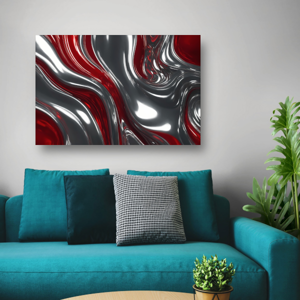 Abstracte Dans van Zilver en Rood canvas
