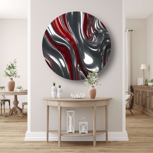 Abstracte Dans van Zilver en Rood forex muurcirkel