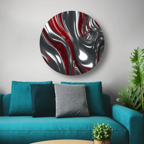 Abstracte Dans van Zilver en Rood forex muurcirkel