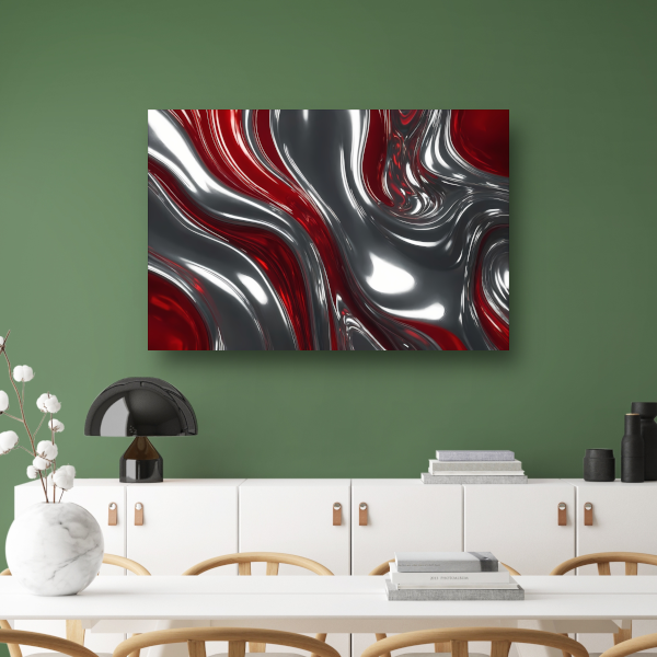 Abstracte Dans van Zilver en Rood poster