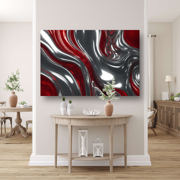 Abstracte Dans van Zilver en Rood poster