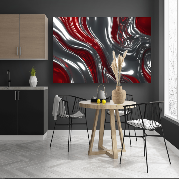 Abstracte Dans van Zilver en Rood poster