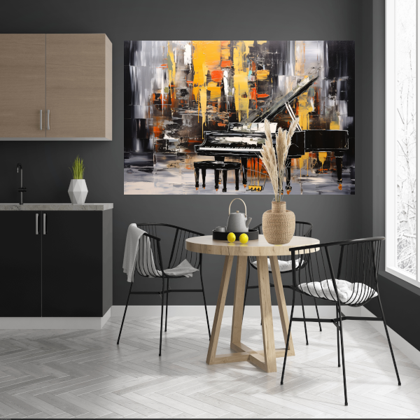 Abstracte Stadspiano in Kleur canvas