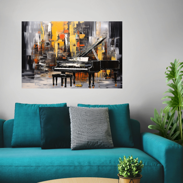 Abstracte Stadspiano in Kleur canvas