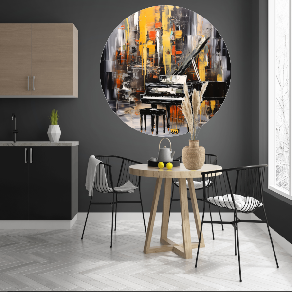 Abstracte Stadspiano in Kleur forex muurcirkel