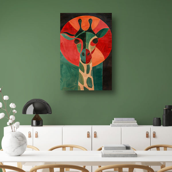 Abstracte giraffe in kleurrijke geometrische vormen poster
