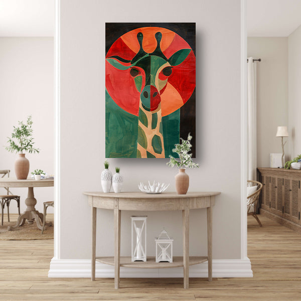 Abstracte giraffe in kleurrijke geometrische vormen poster
