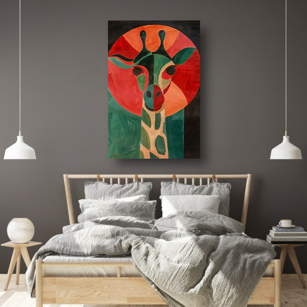 Abstracte giraffe in kleurrijke geometrische vormen poster