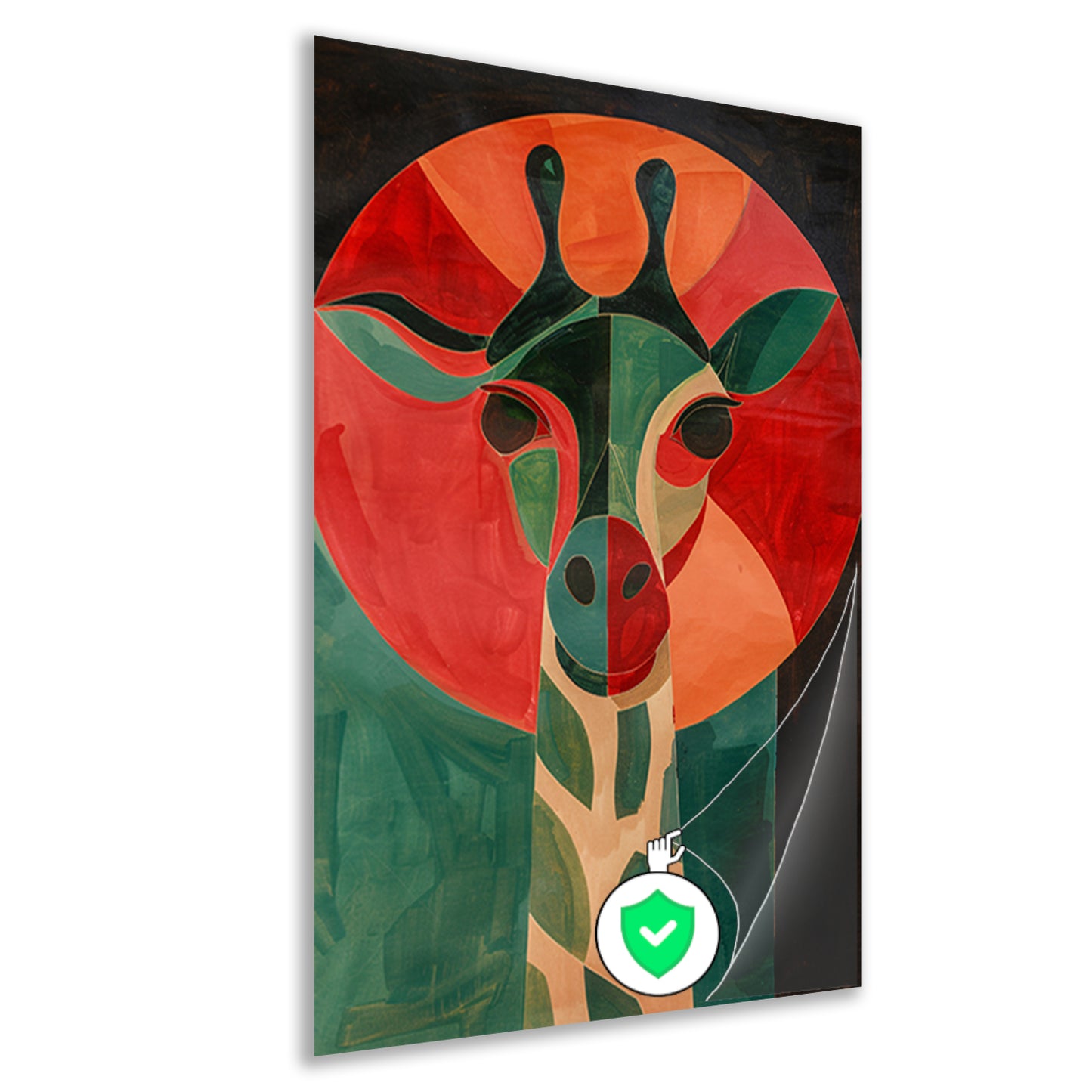 Abstracte giraffe in kleurrijke geometrische vormen poster