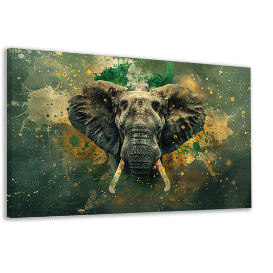 Realistisch olifantportret in dynamische kleuren canvas
