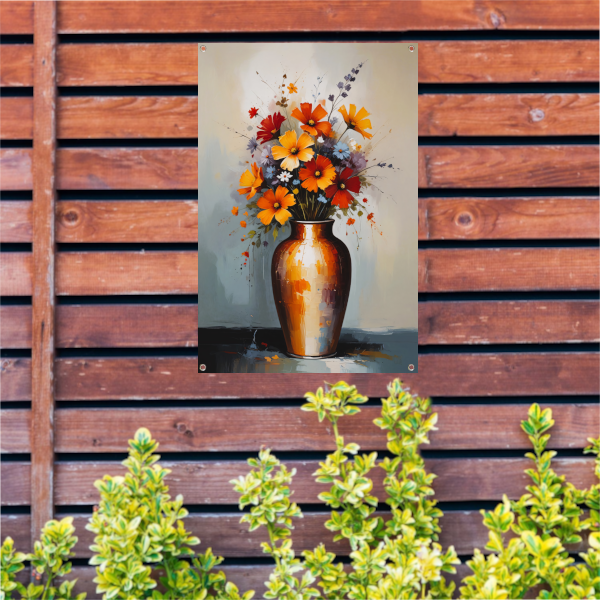 Moderne Impressionistische Bloemen in Vaas tuinposter
