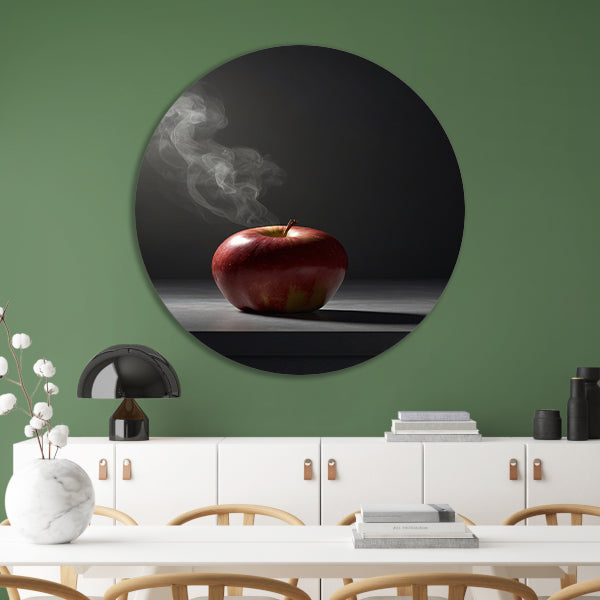 Appel en Rook - Minimalistisch Stilleven aluminium muurcirkel