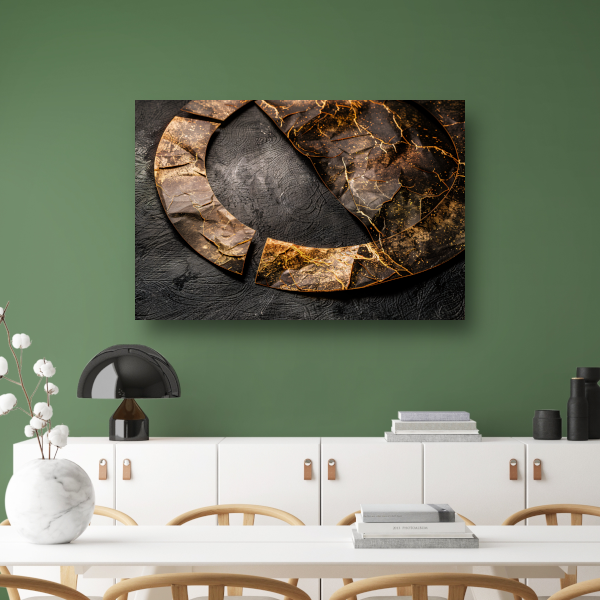 Gebroken cirkel verrijkt met goud canvas