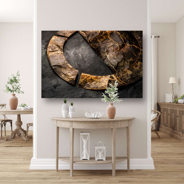 Gebroken cirkel verrijkt met goud canvas