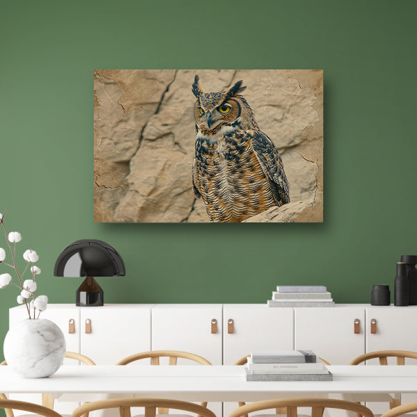 Majestueuze uil in abstracte sepia stijl poster