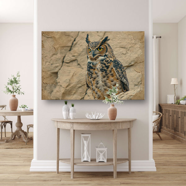 Majestueuze uil in abstracte sepia stijl poster