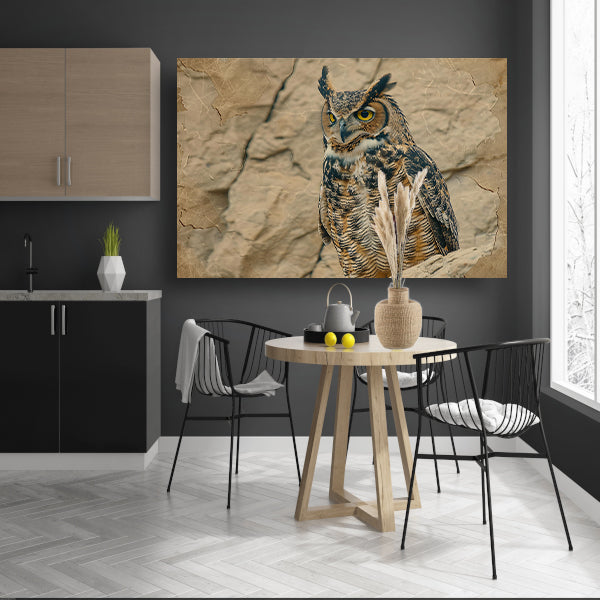 Majestueuze uil in abstracte sepia stijl poster