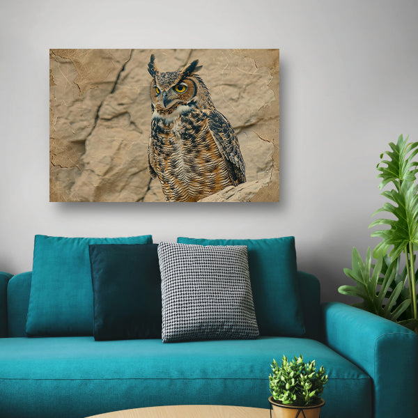 Majestueuze uil in abstracte sepia stijl poster