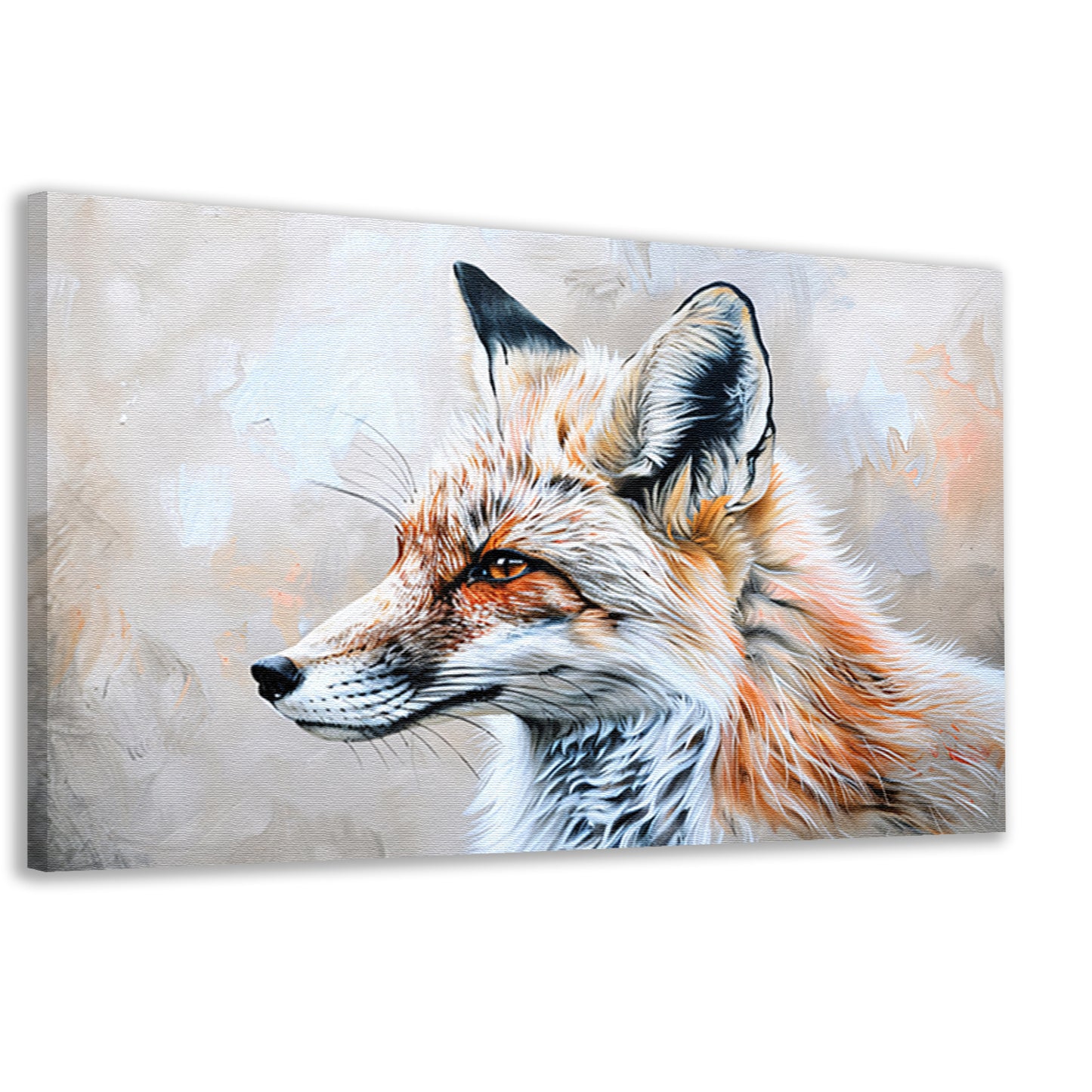 Gedetailleerd realistisch schilderij van een vos canvas