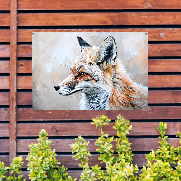 Gedetailleerd realistisch schilderij van een vos tuinposter