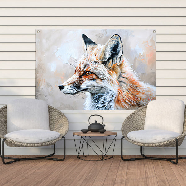 Gedetailleerd realistisch schilderij van een vos tuinposter