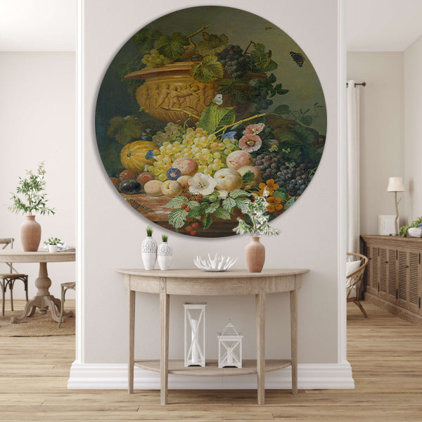 Stilleven met bloemen en vruchten - Eelke Jelles Eelkema aluminium muurcirkel