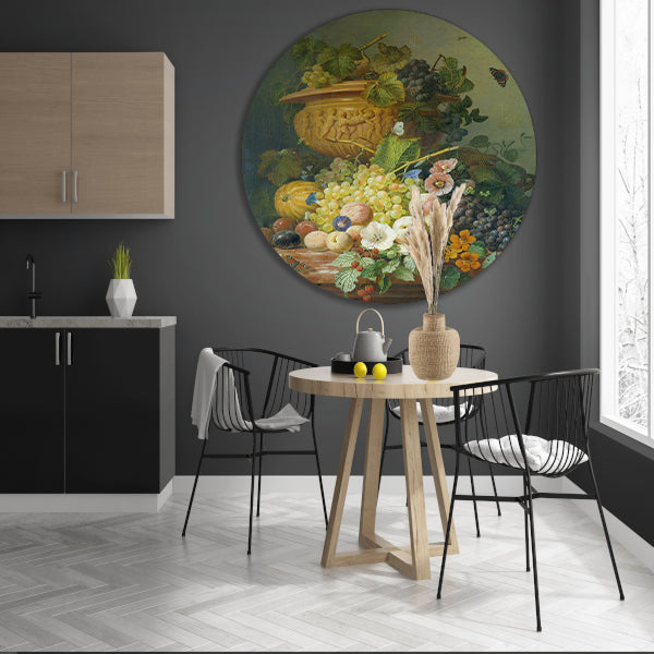 Stilleven met bloemen en vruchten - Eelke Jelles Eelkema aluminium muurcirkel